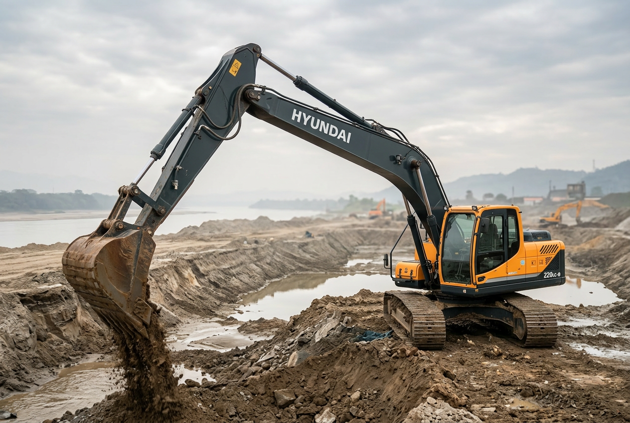 Escavadeira Hyundai long reach